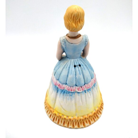 Vintage Porcelain Lady Figurine Bell Blue Dress Roses Slipper Clapper 1978 - Picture 6 of 11